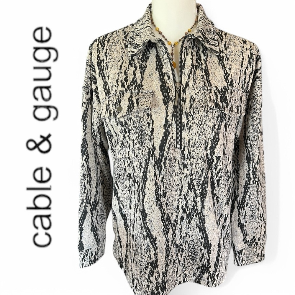 Cable and Guage Blouse with Snakelike Print Pattern, NEW
